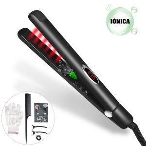 Plancha de Pelo cerámica, iónica, de 1 pulgada con infrarojo y regulable en temperatura.