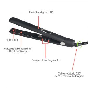 Plancha de Pelo cerámica, iónica, de 1 pulgada con infrarojo y regulable en temperatura. - Imagen 4