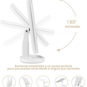 Espejo Maquillaje, Luz ajustable con LED Táctil, Tríptica Aumentos 1X, 2X, 3X, 10X, Rotación ajustable de 180 °, fuente de alimentación doble - Imagen 4